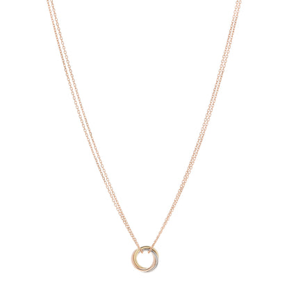 Cartier 18K Pink Yellow White Gold Trinity Double Chain Pendant Necklace 1 of 6