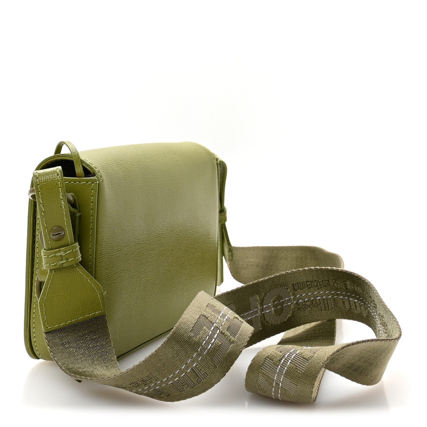 Off-White Saffiano Striped Mini Diag Binder Clip Bag Green 3 of 9