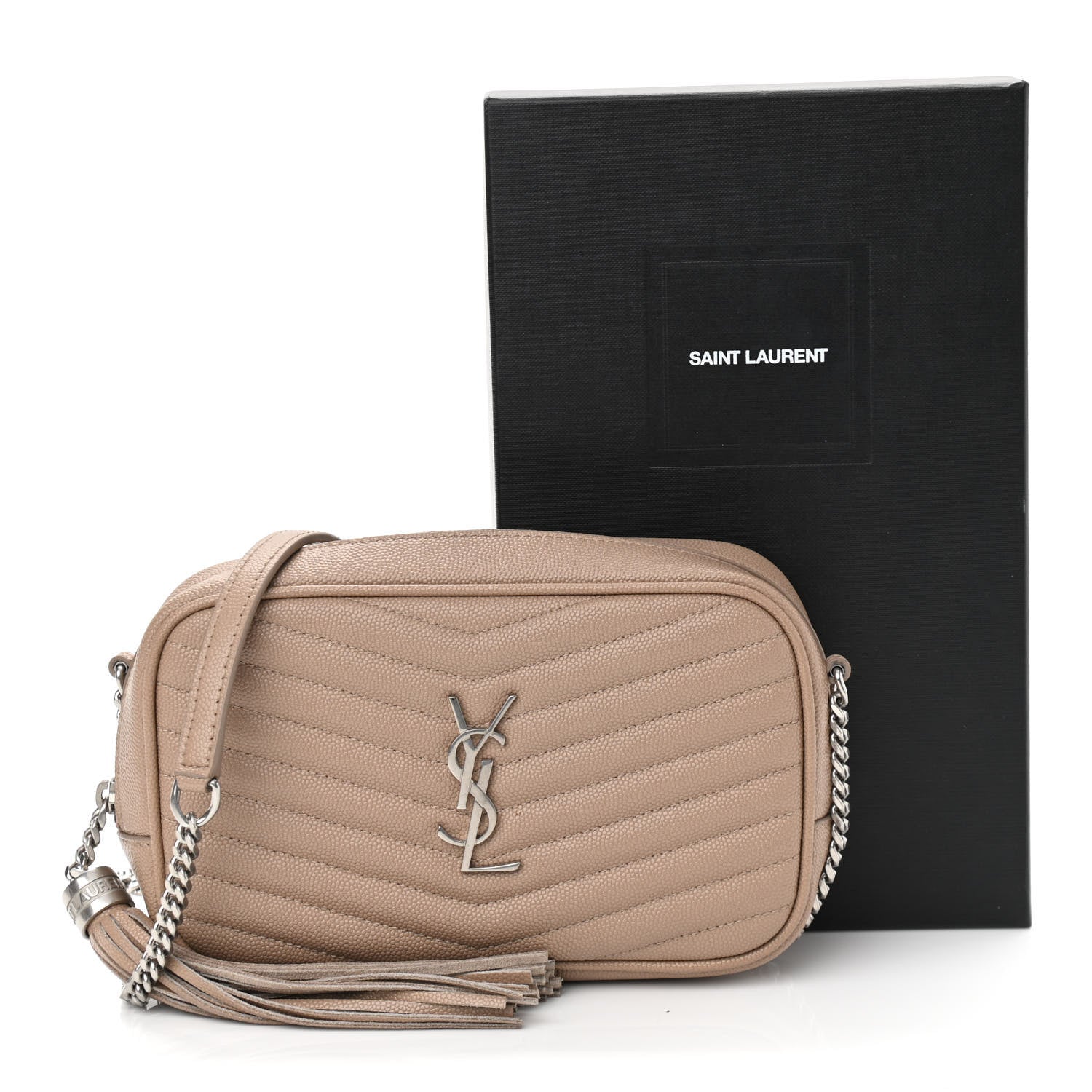 Saint Laurent Grain De Poudre Matelasse Monogram Mini Lou Camera Bag Dark Beige 11 of 11