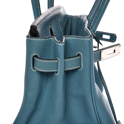 Hermes Taurillon Clemence Birkin 30 Blue Jean 26 of 35