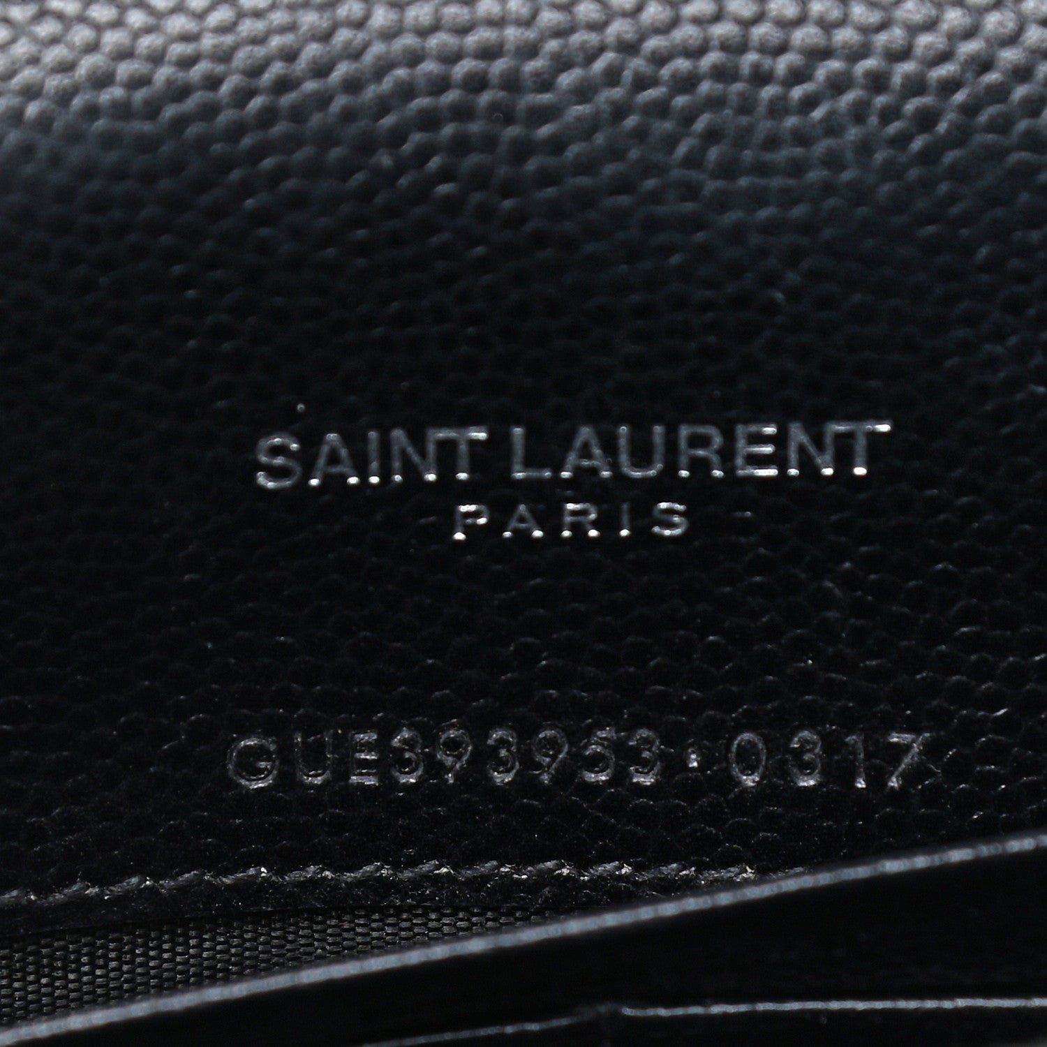 Saint Laurent Grain De Poudre Matelasse Chevron Monogram Envelope Chain Wallet Black 7 of 12