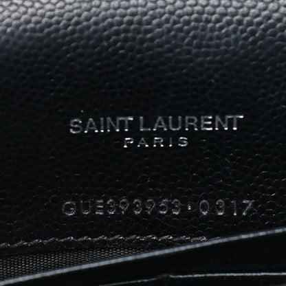 Saint Laurent Grain De Poudre Matelasse Chevron Monogram Envelope Chain Wallet Black 7 of 12