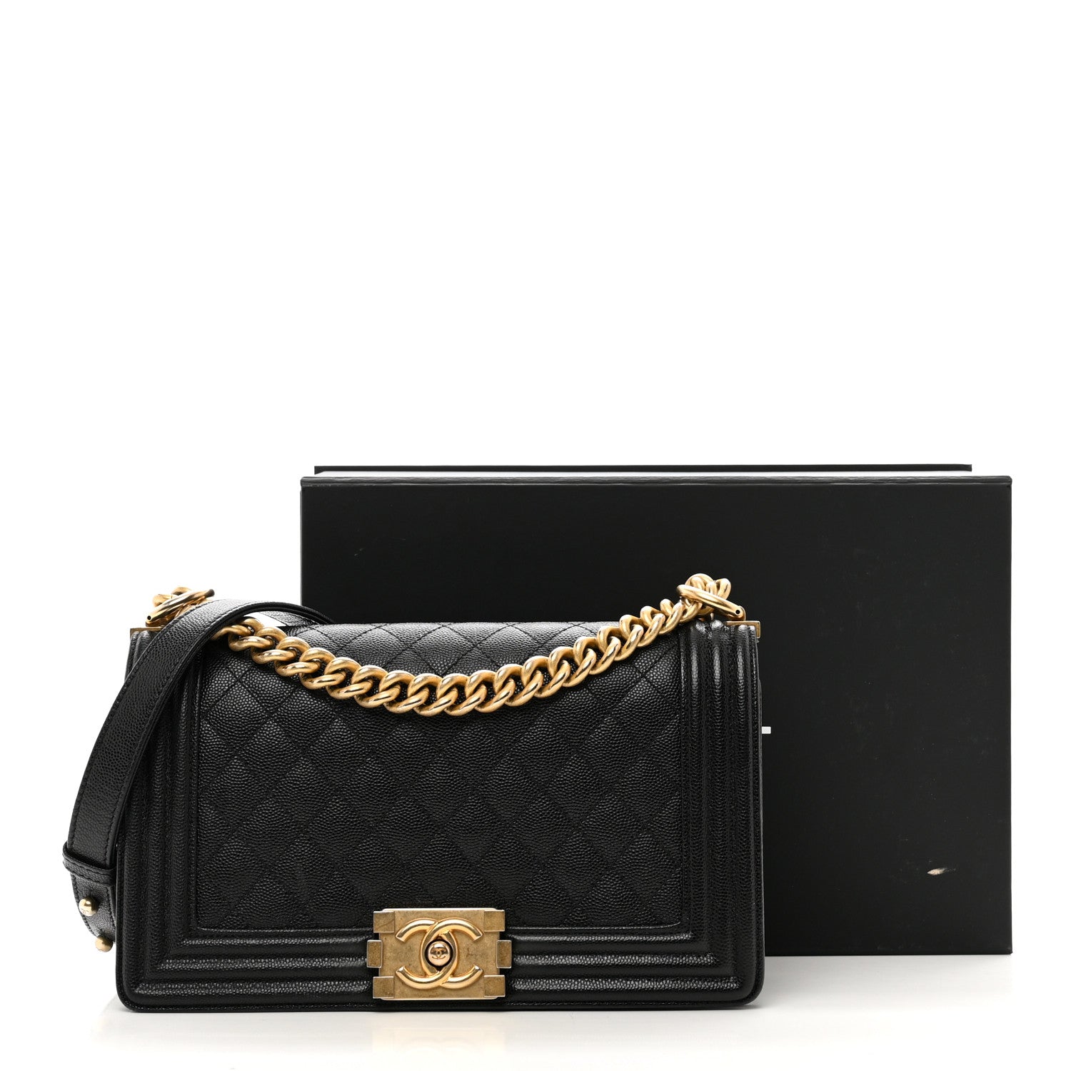 Chanel Caviar Quilted Medium Boy Flap Black 14 of 14