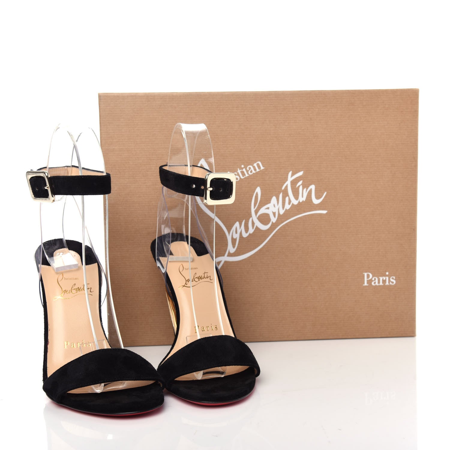 Christian Louboutin Veau Velours PVC Levitallo 100 Sandals 35 Black 10 of 12