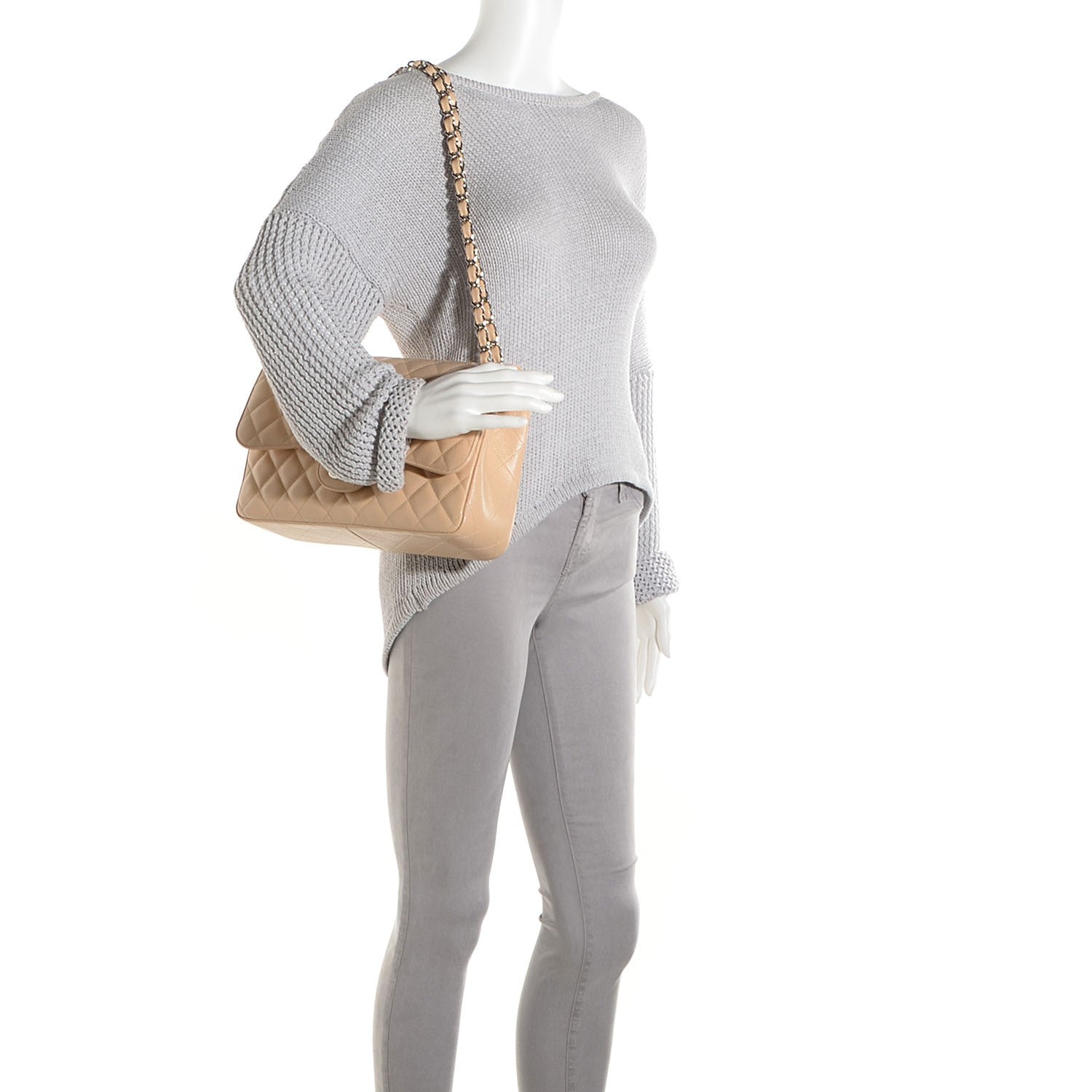 Chanel Caviar Jumbo Double Flap Beige Clair 2 of 9