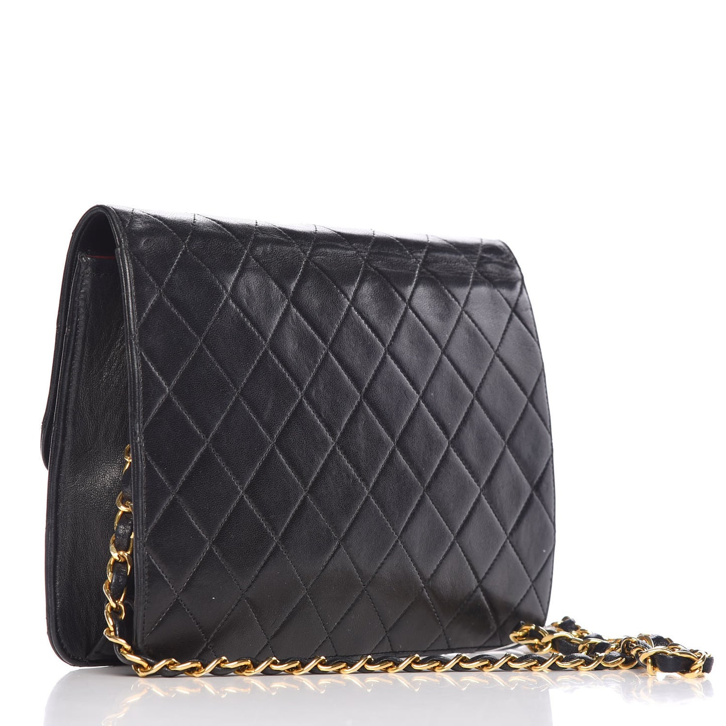 Lambskin Quilted Small Single Flap Black