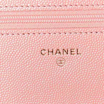 Chanel Iridescent Caviar Quilted Wallet on Chain WOC Rose Pink 6 of 11