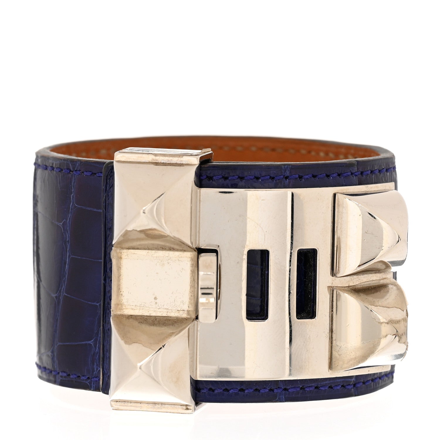 Hermes Shiny Alligator Collier De Chien CDC Bracelet S Bleu Electrique 3 of 7