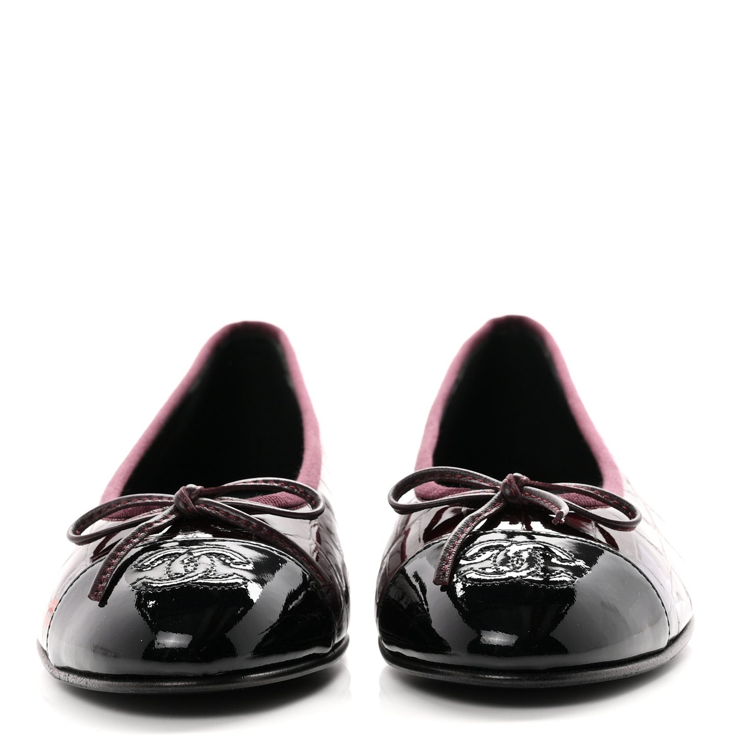 Patent Calfskin Crocodile Embossed Ballerina Flats 36.5 Dark Burgundy Black