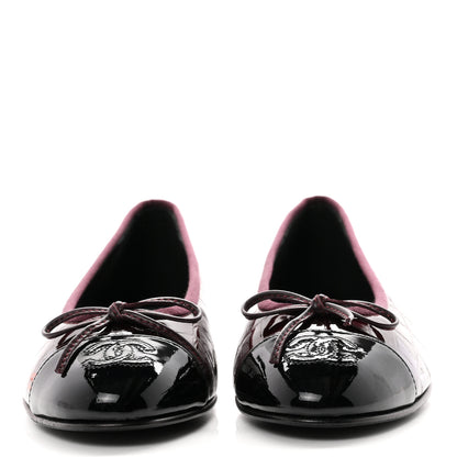 Chanel Patent Calfskin Crocodile Embossed Ballerina Flats 36.5 Dark Burgundy Black 3 of 10