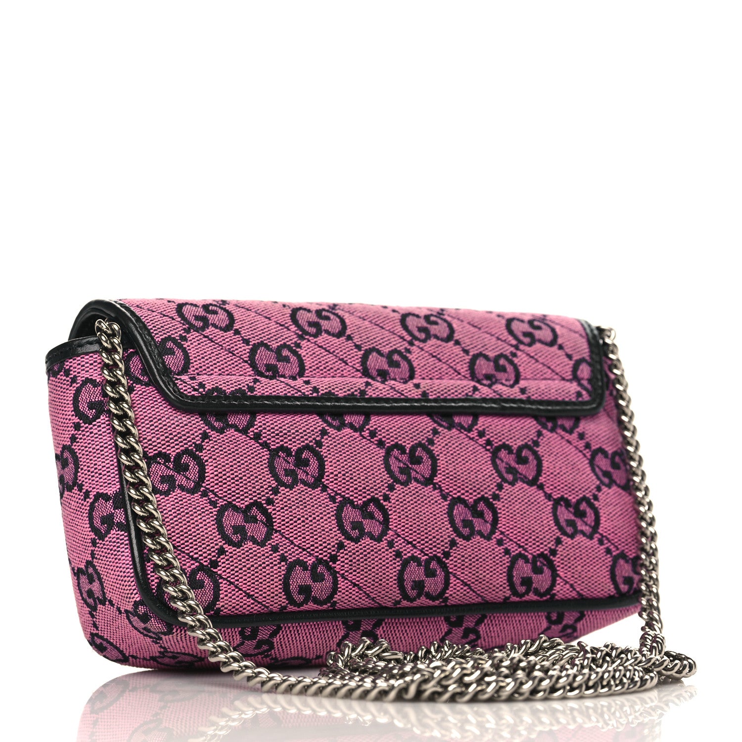 Gucci Monogram Multicolor Matelasse Diagonal Super Mini GG Marmont Shoulder Bag Pink Blue 3 of 10