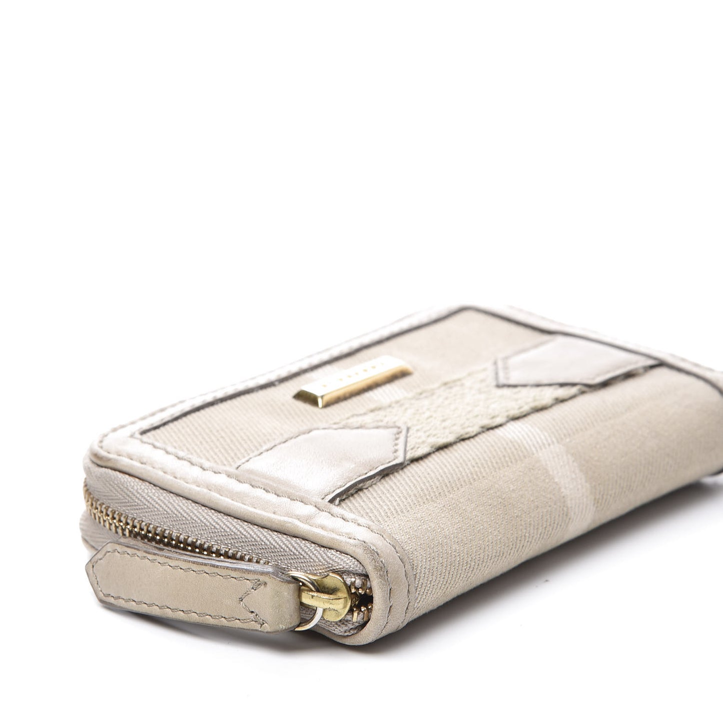 Canvas House Check Small Zip Wallet Beige