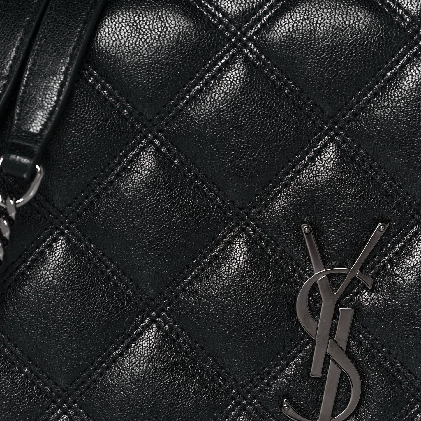 Lambskin Diamond Quilted Becky Chain Wallet Black
