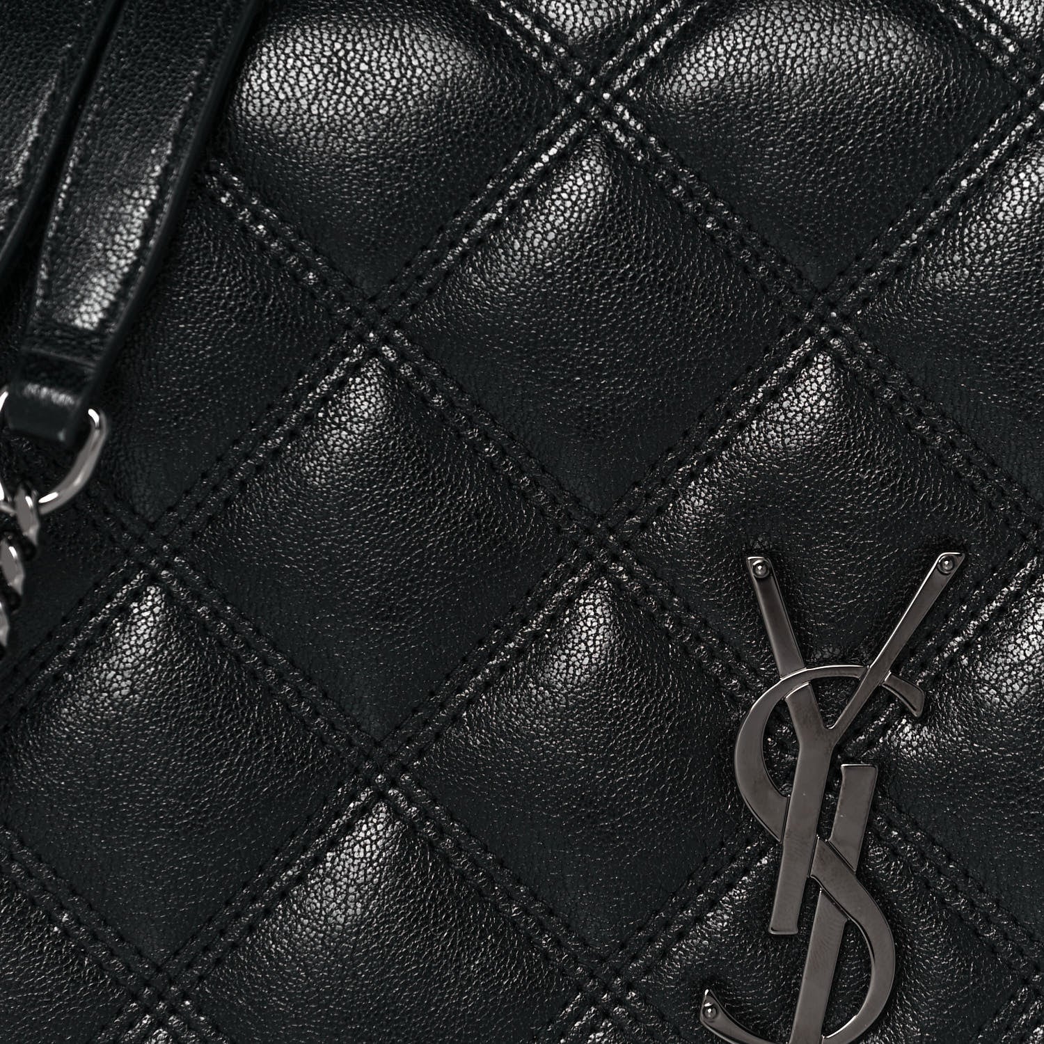 Saint Laurent Lambskin Diamond Quilted Becky Chain Wallet Black 7 of 14