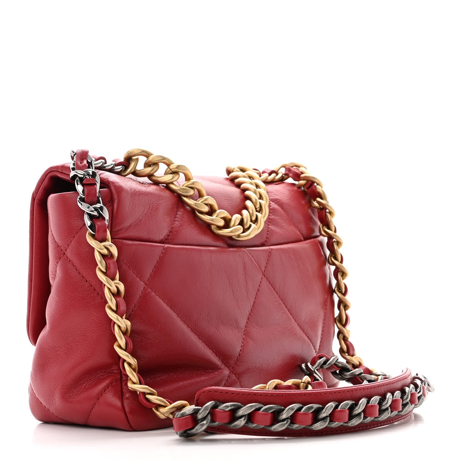 Chanel Goatskin Quilted Medium Chanel 19 Flap Red 3 of 10