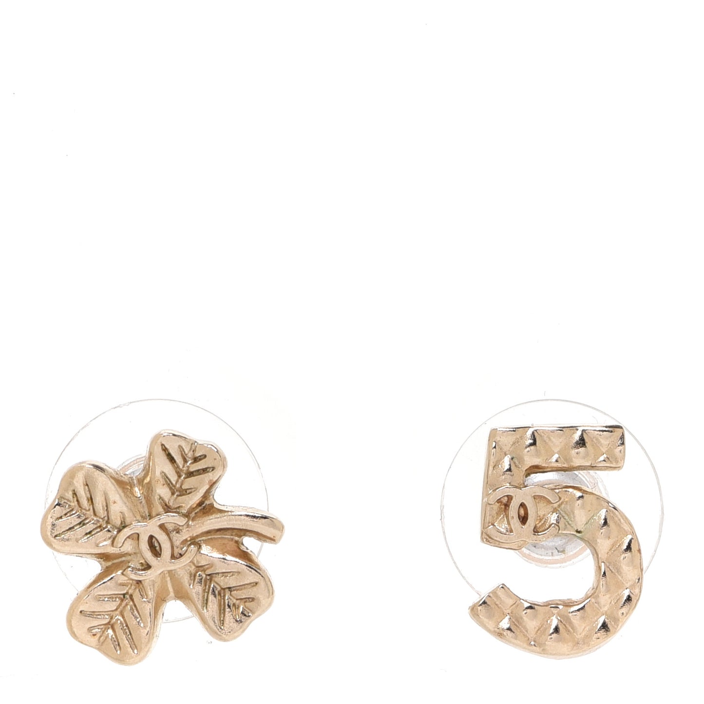 No 5 Clover CC Earrings Gold