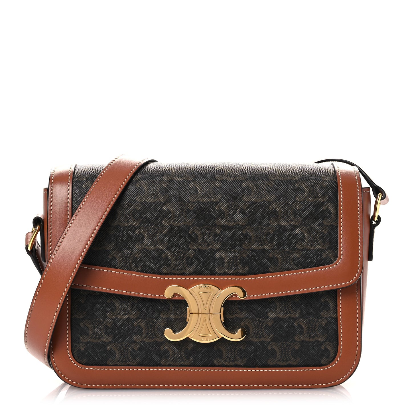 Triomphe Canvas Calfskin Medium Triomphe Bag Tan