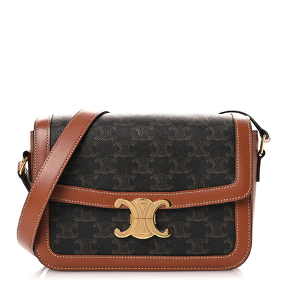 Celine Triomphe Canvas Calfskin Medium Triomphe Bag Tan 1 of 13