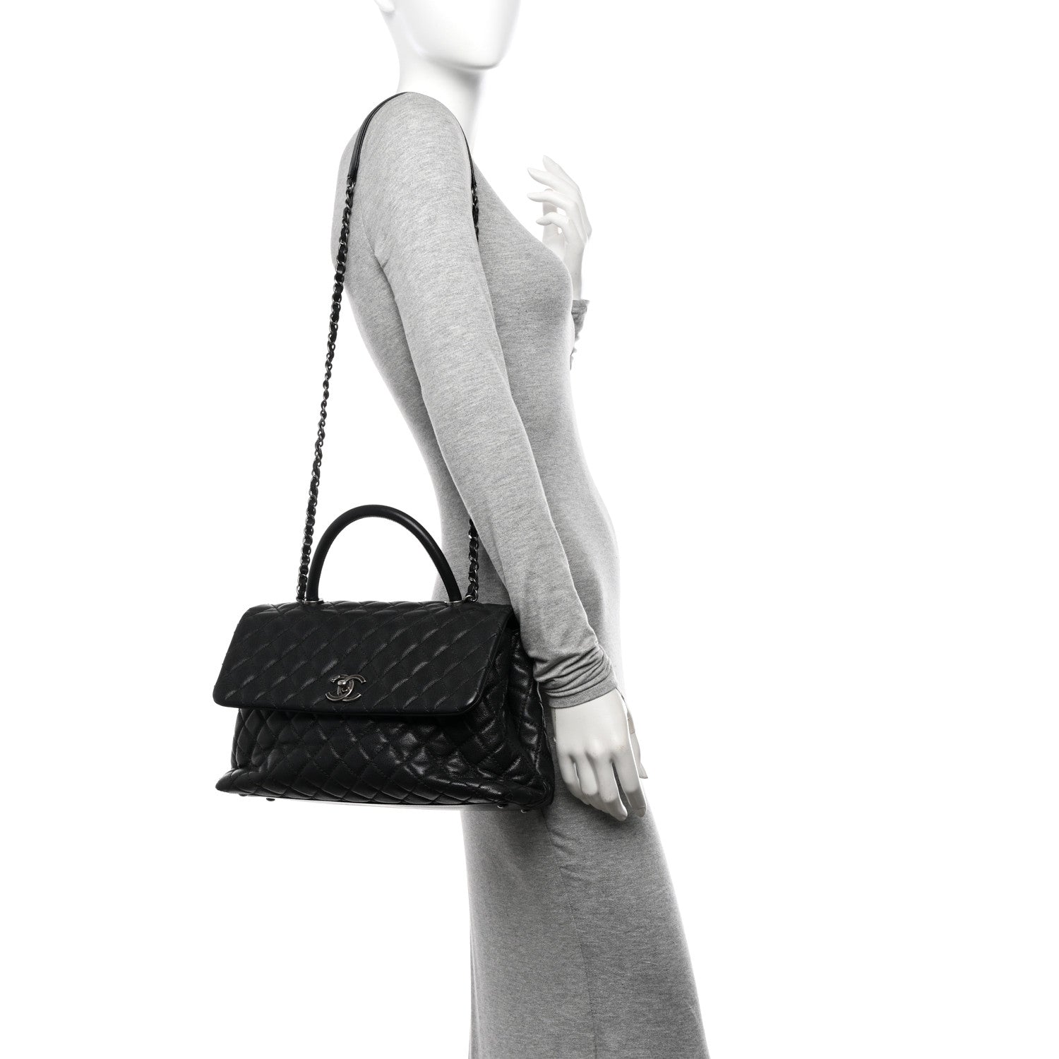 Chanel Caviar Quilted Medium Coco Handle Flap Black 2 of 10