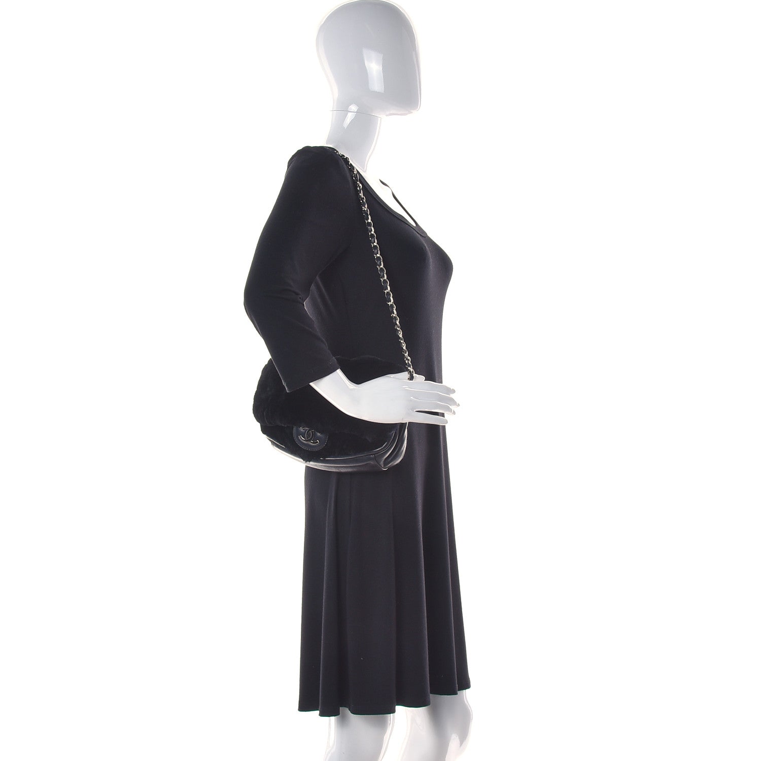 Chanel Rabbit Fur Flap Black 2 of 13