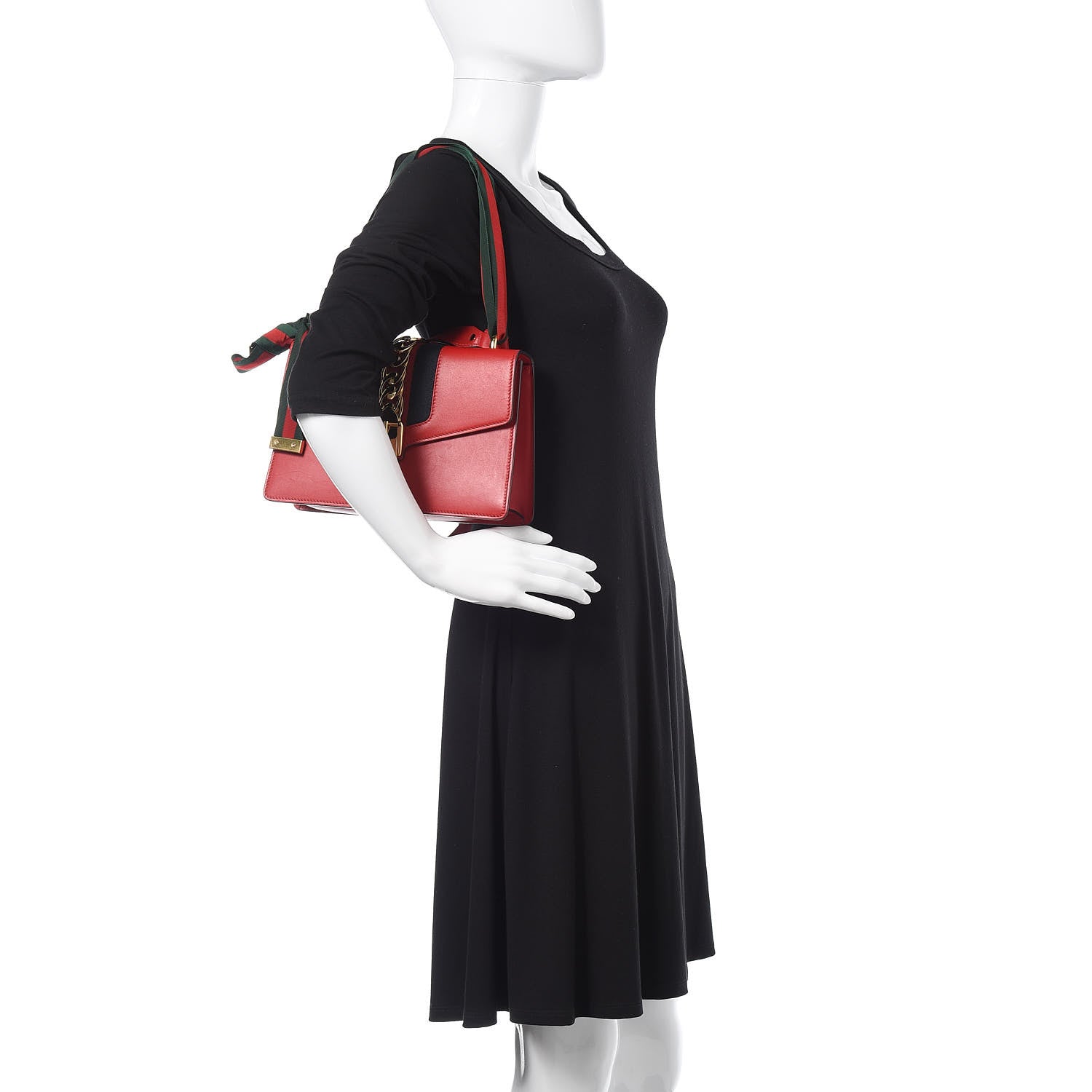 Gucci Calfskin Small Sylvie Shoulder Bag Hibiscus Red 2 of 12