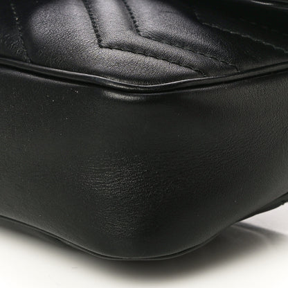 Gucci Calfskin Matelasse Super Mini GG Marmont Shoulder Bag Black 10 of 11