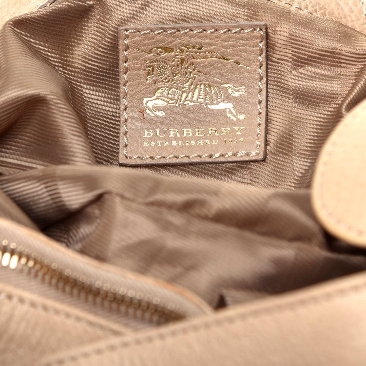 Calfskin Quilted House Check Shoulder Bag Beige