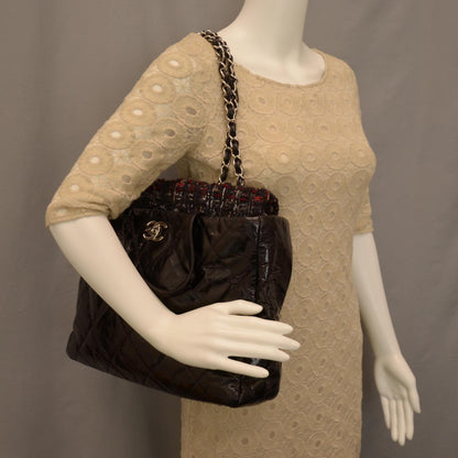 Chanel Glazed Calfskin Tweed Portobello Tote Black 2 of 11