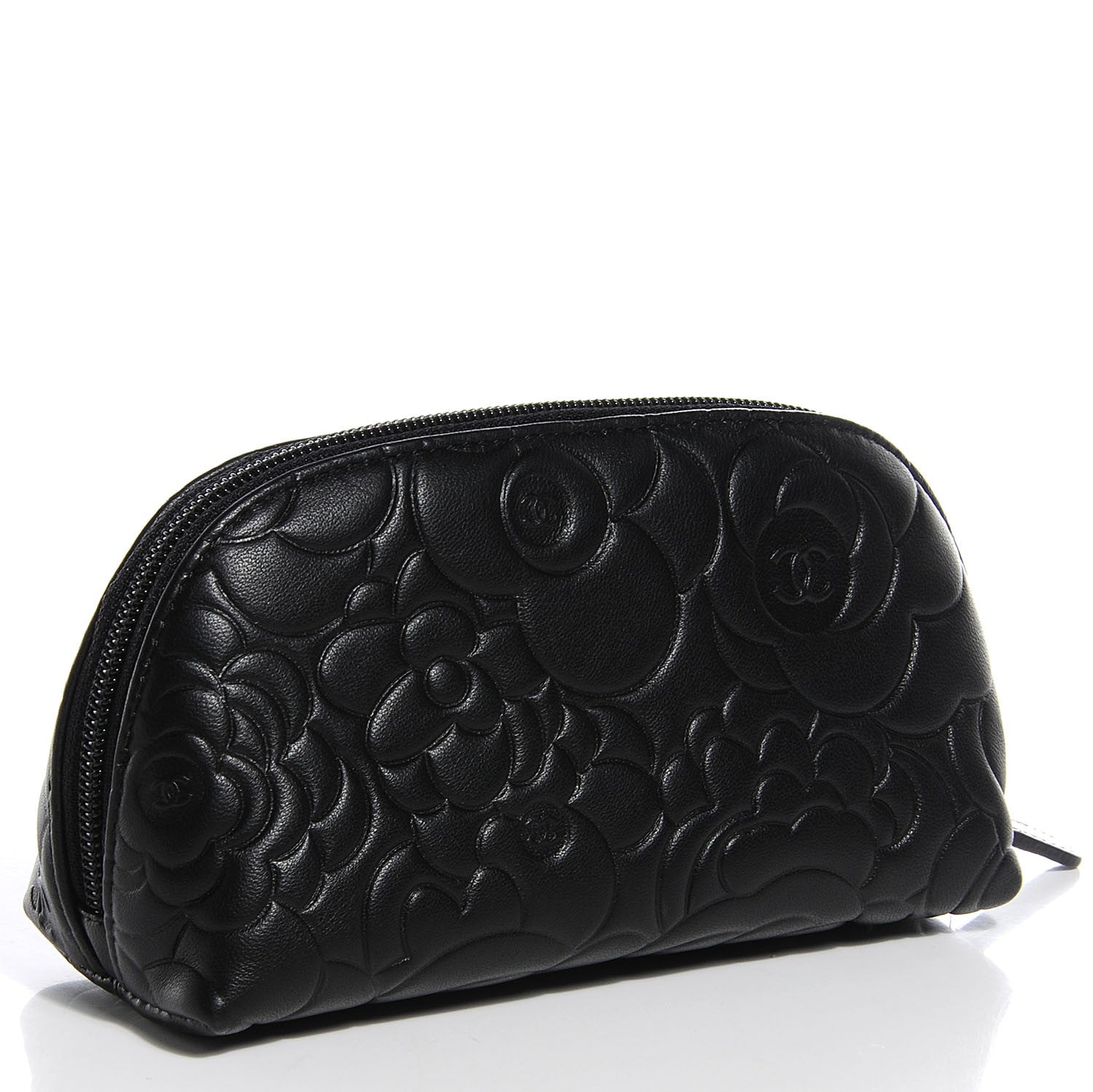 Chanel Lambskin Camellia Cosmetic Case Black 3 of 7