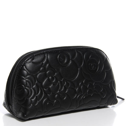 Chanel Lambskin Camellia Cosmetic Case Black 3 of 7