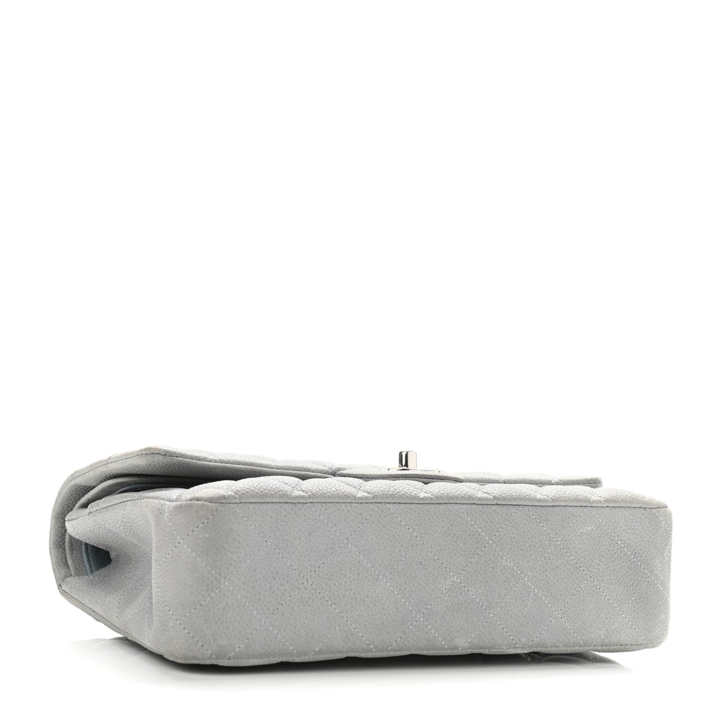 Iridescent Caviar Quilted Medium Double Flap Grey