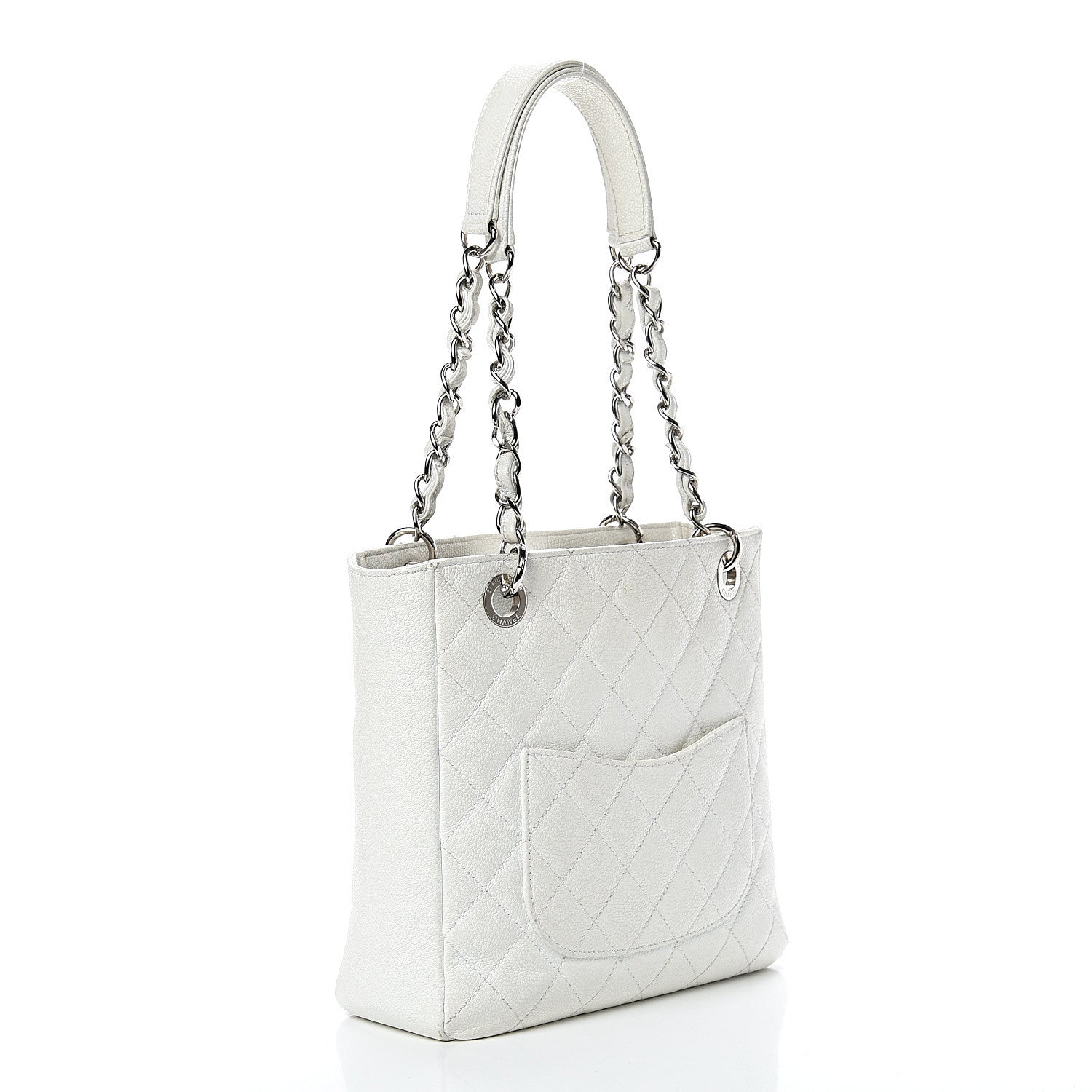 Chanel Caviar Quilted Petit Shopping Tote PST White 2 of 23