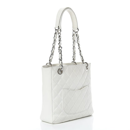 Chanel Caviar Quilted Petit Shopping Tote PST White 2 of 23
