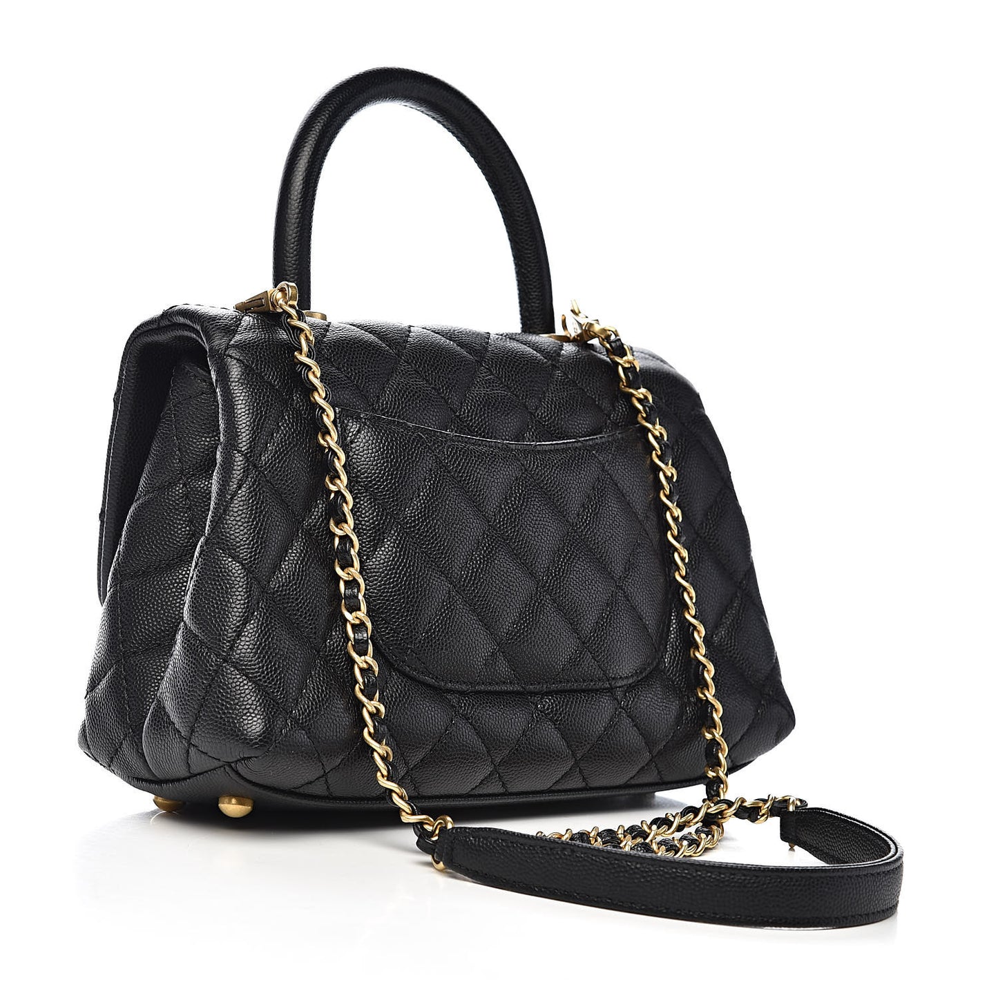 Caviar Quilted Mini Coco Handle Flap Black