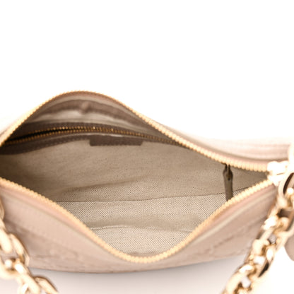 Gucci Grainy Calfskin GG Embossed Emblem Medium Half Moon Shoulder Bag Taupe 5 of 10