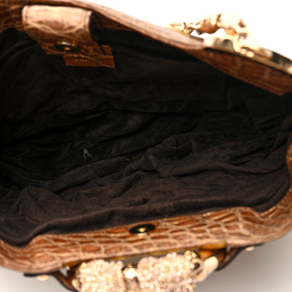 Gucci Velvet Alligator Tom Ford Jeweled Dragon Shoulder Bag Gold 5 of 10