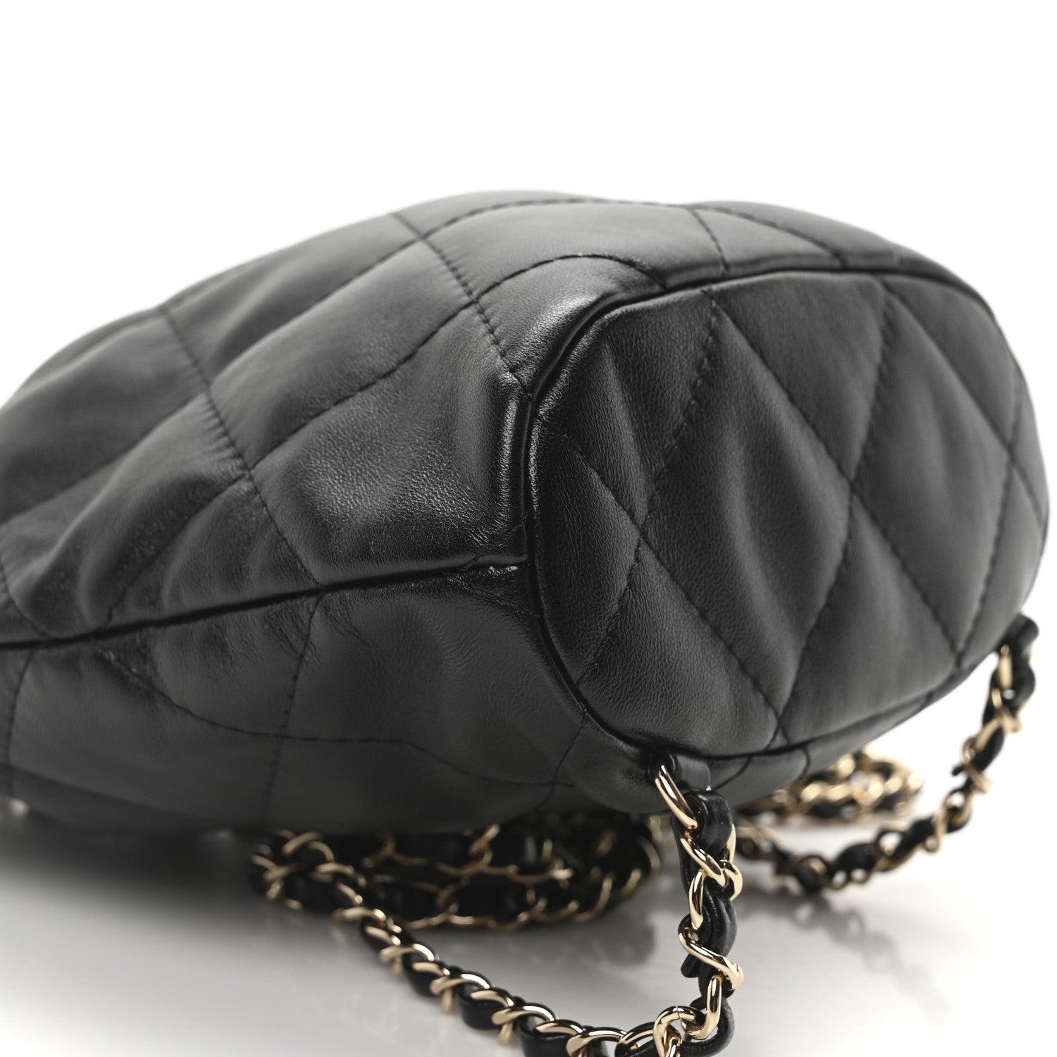 Chanel Shiny Lambskin Quilted Drawstring Backpack Black 9 of 10