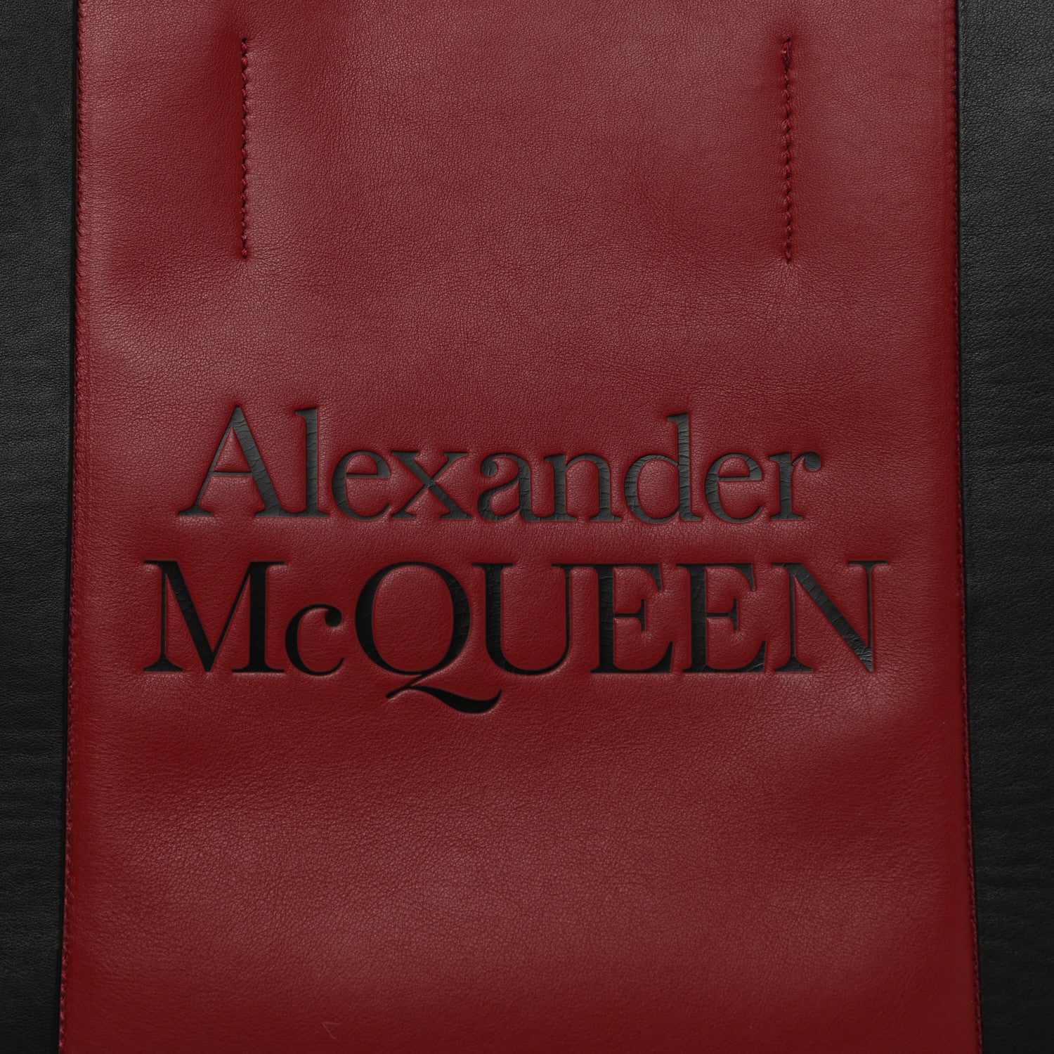 Alexander McQueen Calfskin Embossed Signature Shopper Black Red 7 of 9