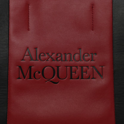 Alexander McQueen Calfskin Embossed Signature Shopper Black Red 7 of 9
