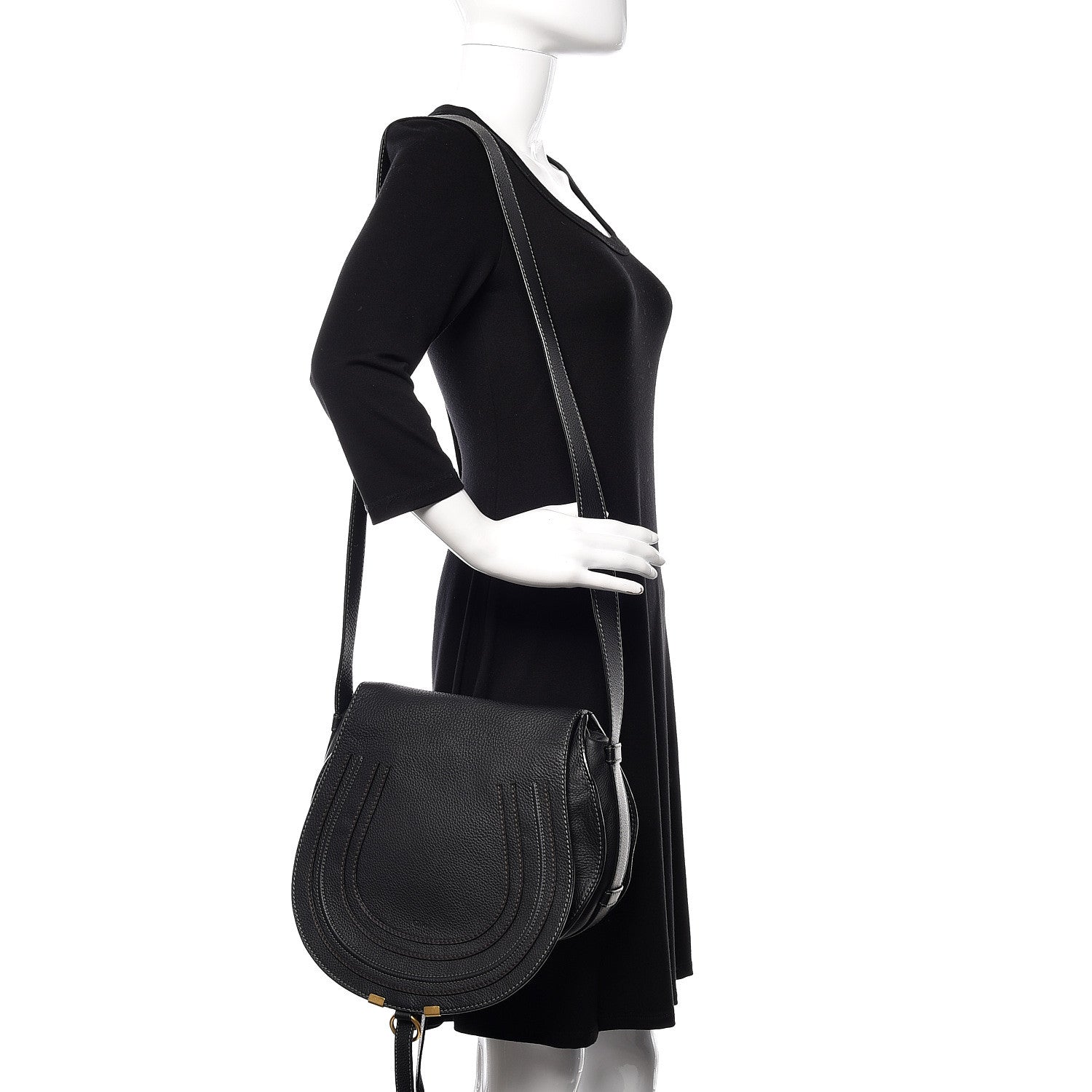 Chloe Calfskin Medium Marcie Round Crossbody Bag Black 2 of 10