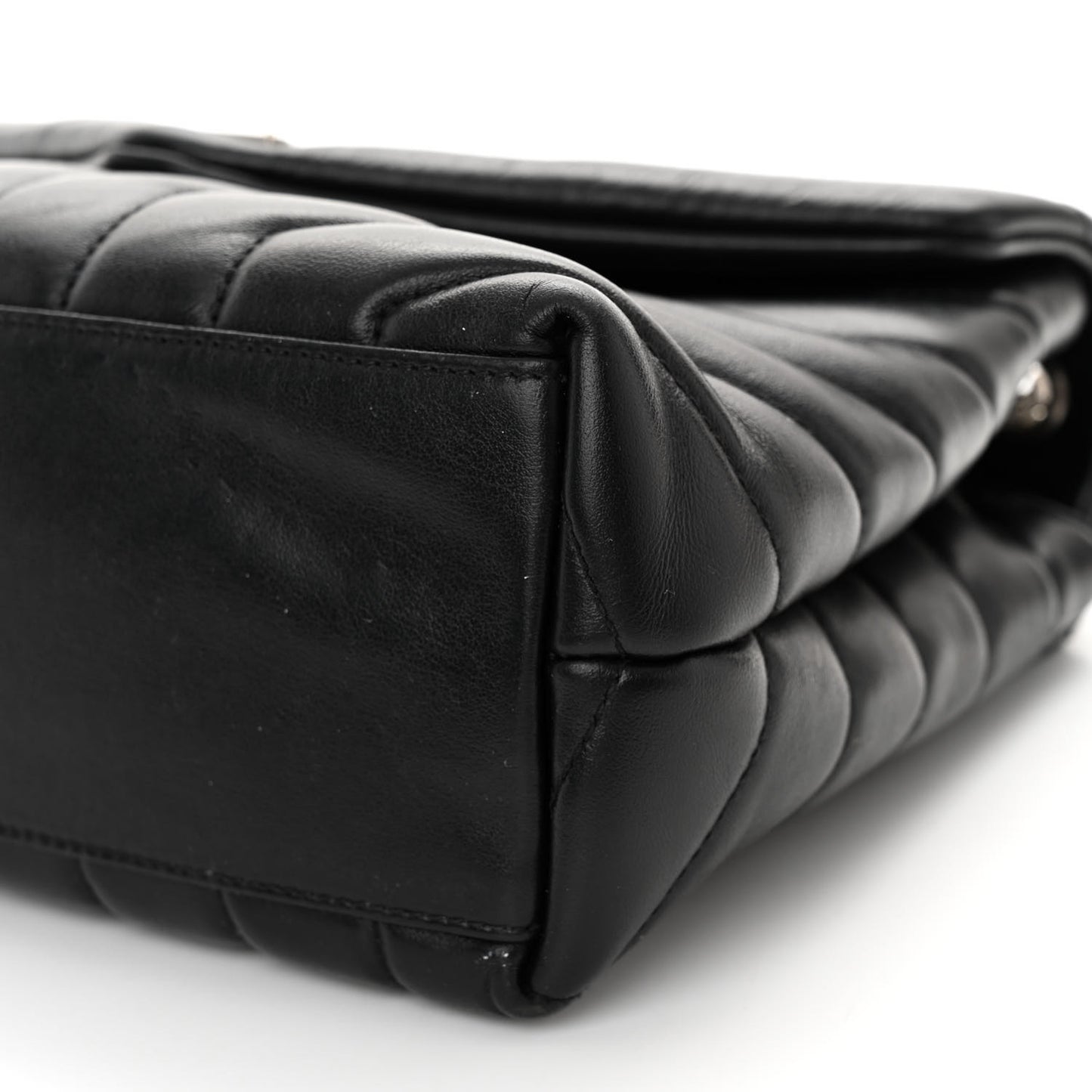 Calfskin Y Quilted Monogram Small Loulou Chain Satchel Black