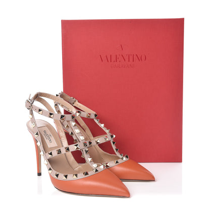 Valentino Garavani Nappa Rockstud Ankle Strap Pumps 37 Orange Poudre 8 of 8