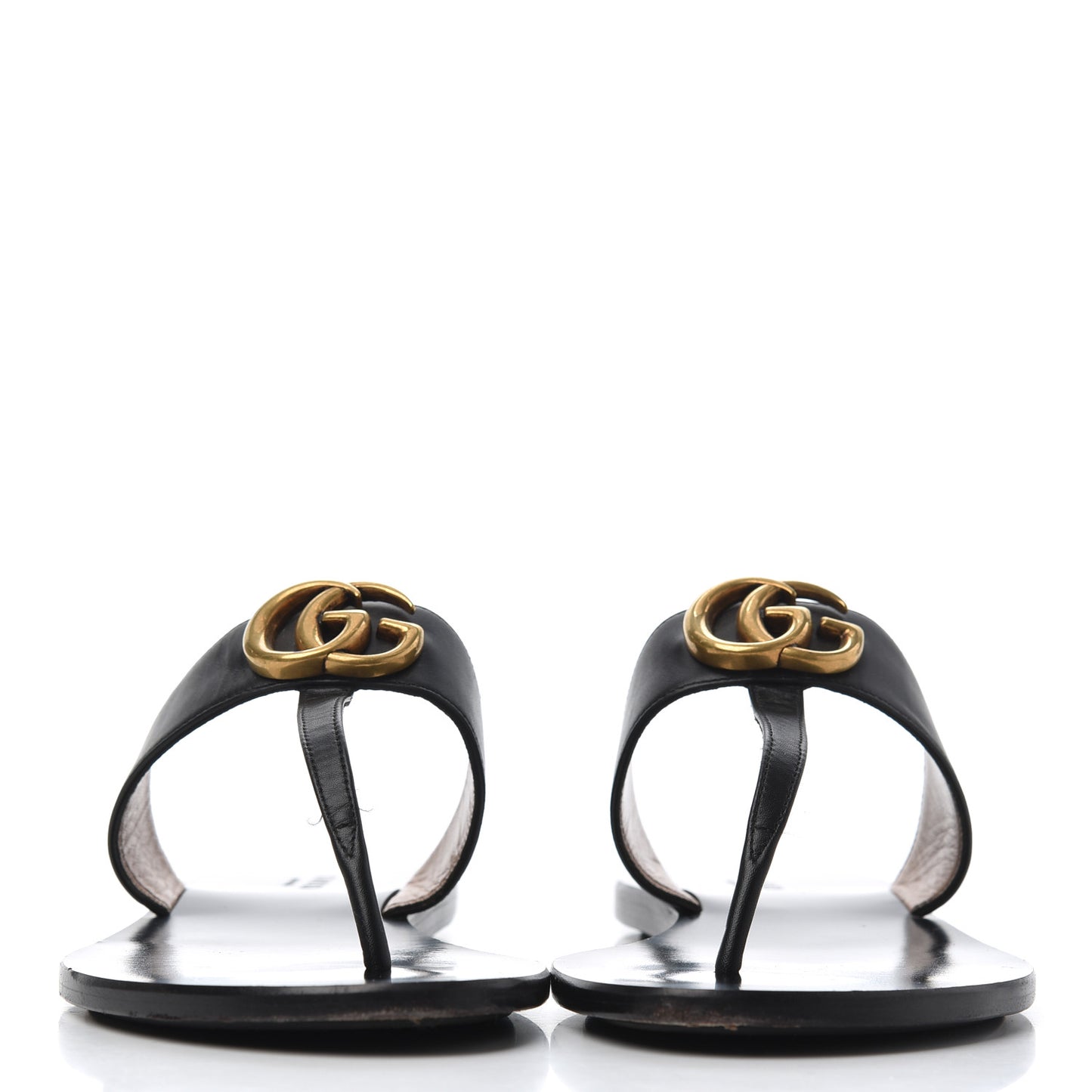 Calfskin GG Marmont Thong Sandals 38 Black