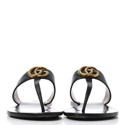 Gucci Calfskin GG Marmont Thong Sandals 38 Black 2 of 25
