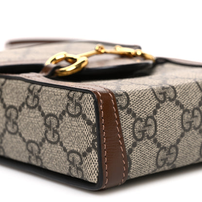 Gucci GG Supreme Monogram Mini Horsebit 1955 Crossbody Bag Beige Brown Sugar 8 of 10