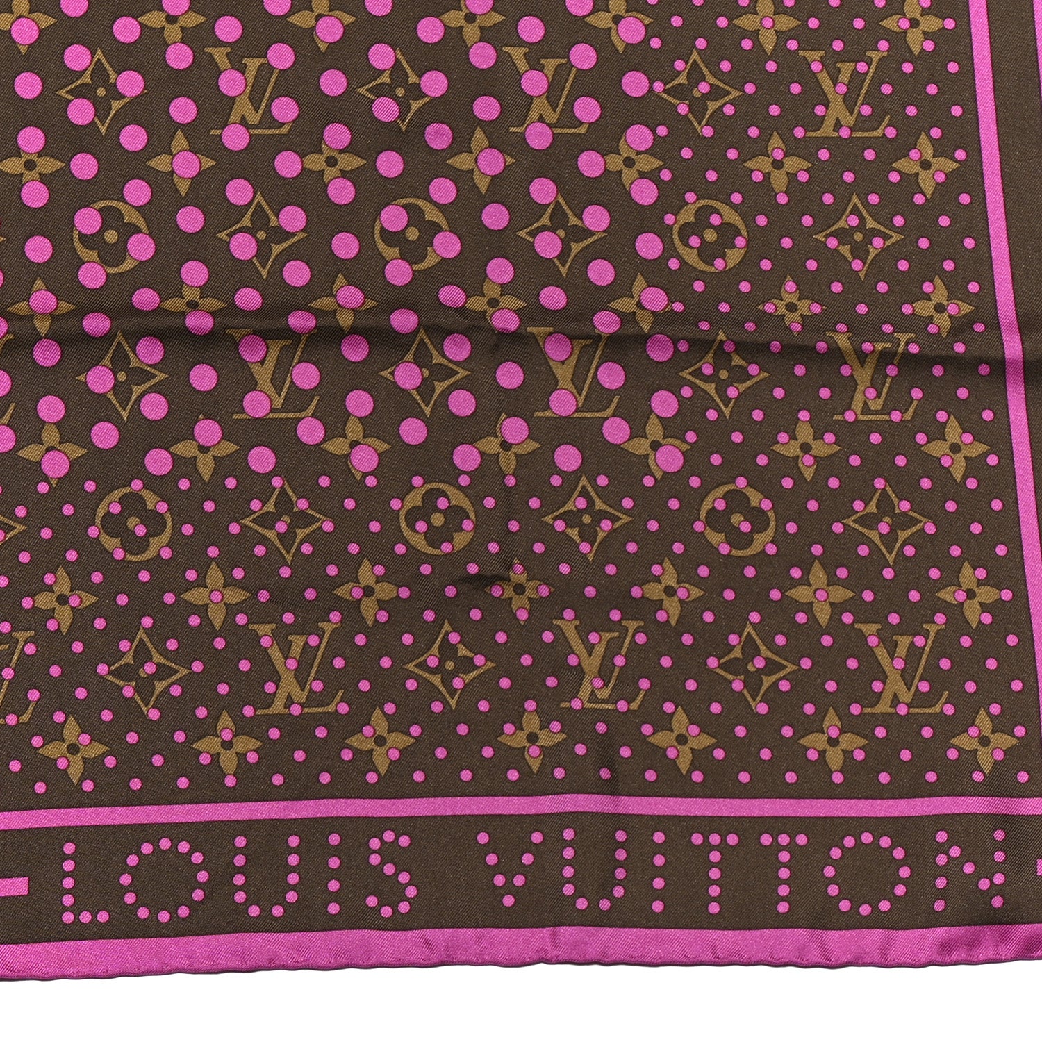 Louis Vuitton Silk Monogram Perforated Scarf Fuchsia 2 of 3