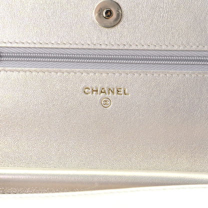 Chanel Iridescent Lambskin Quilted Wallet On Chain WOC Ivory 8 of 12