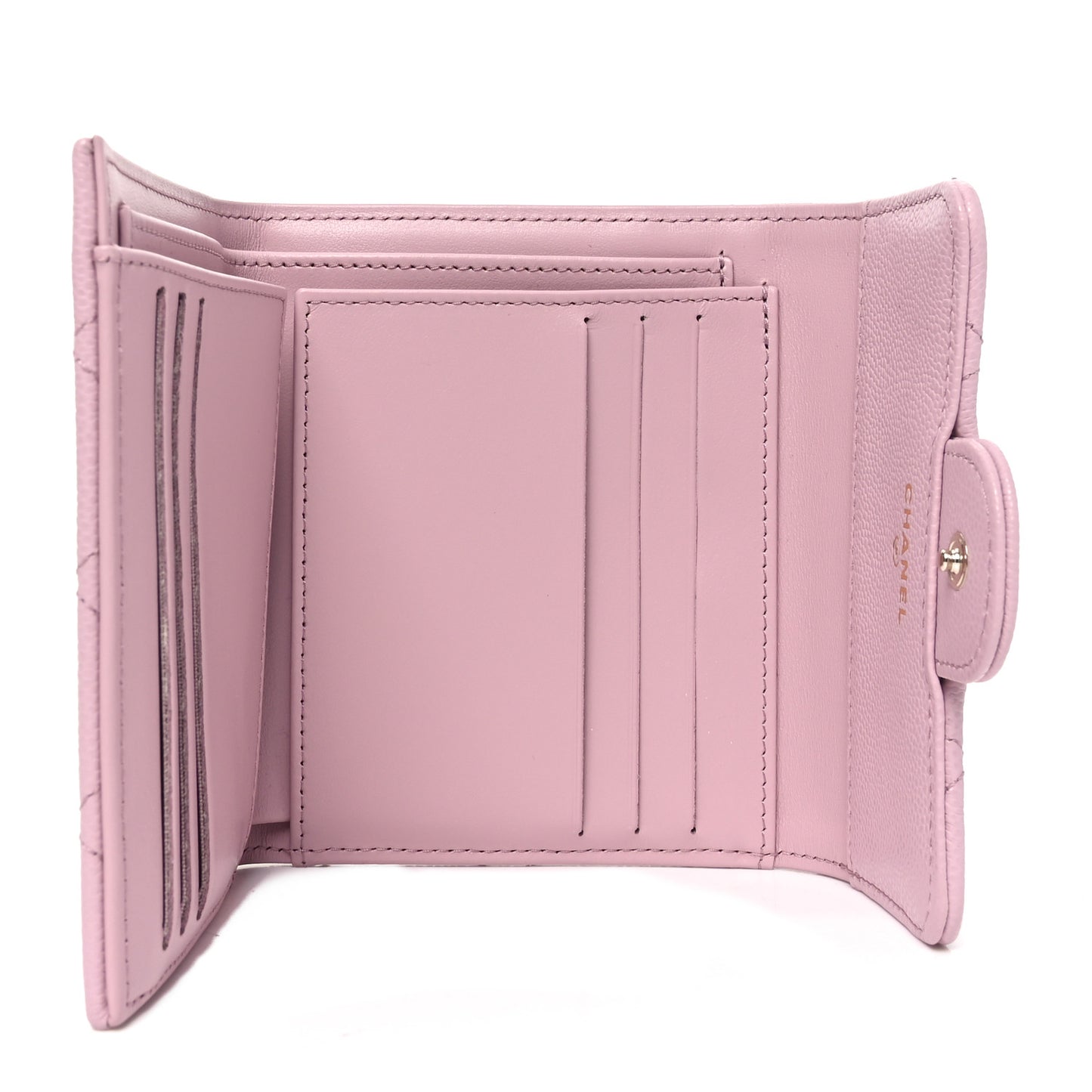 Caviar Quilted Compact Flap Wallet Light Pink