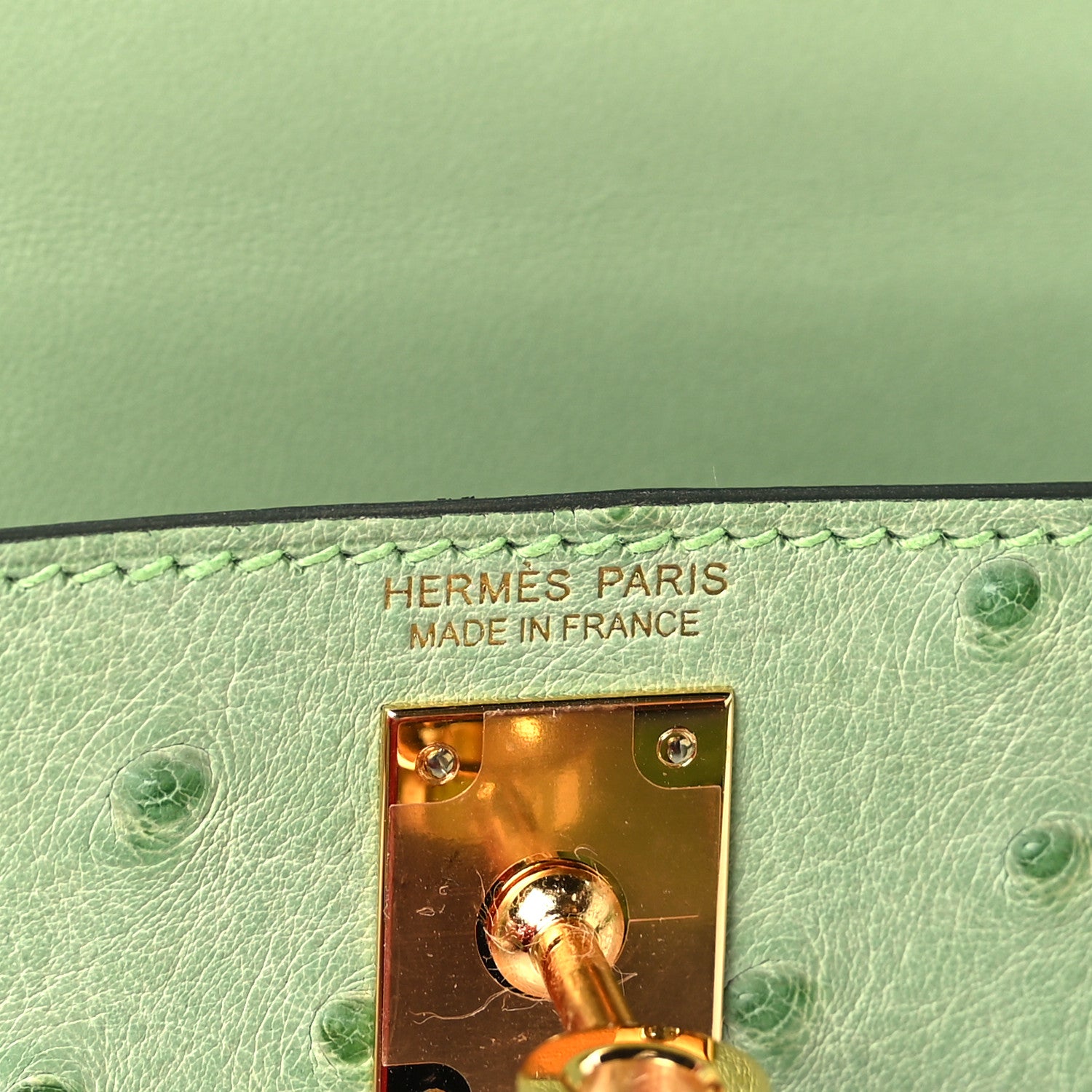 Hermes Ostrich Kelly Sellier Mini 20 Vert Criquet 6 of 11