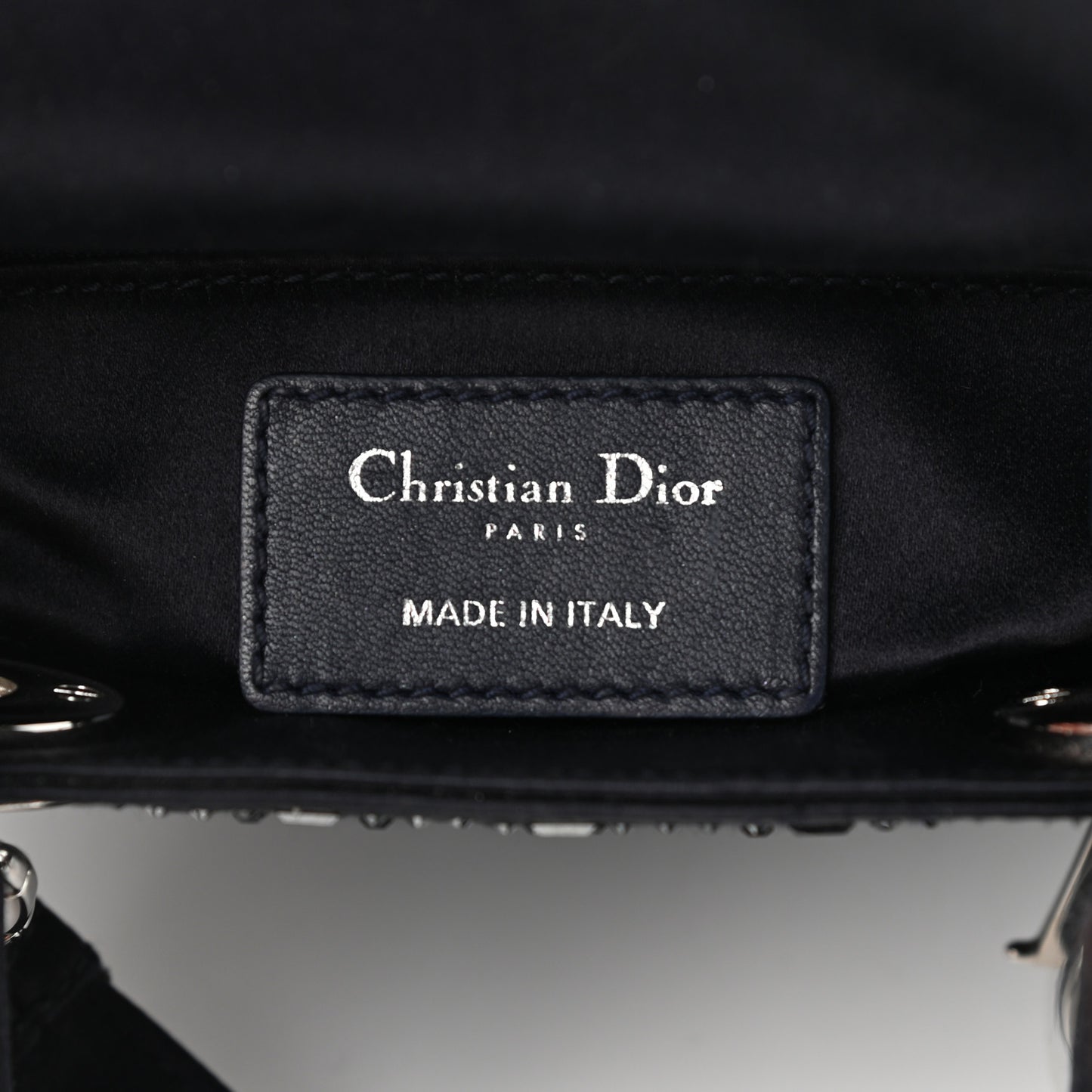 Satin Crystal Cannage Mini Lady Dior Black